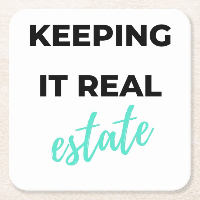 Porta-copo De Papel Quadrado Keeping It Real Estate 2 (Frente)