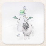 Porta-copo De Papel Quadrado Keeshond Christmas Snowman Pinting Art<br><div class="desc">Retrato original de Cachorro Snowman de Natal Keeshond. Especializamo-nos em arte original engraçada e engraçada. Comprar isto para si próprio ou como um presente excelente para os teus amigos de Keeshond. Seja criativo - clique em PERSONALIZAR para adicionar/remover/alterar texto, redimensionar a imagem, alterar as cores ou qualquer outra coisa que...</div>