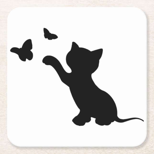 PORTA-COPO DE PAPEL QUADRADO KITTEN BRINCANDO COM MANTEIGA (Frente)