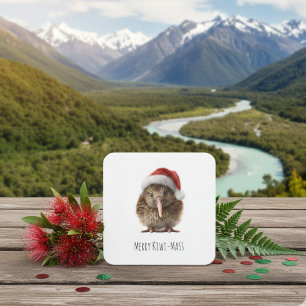 Porta-copo De Papel Quadrado Kiwi de Natal bonito, personalizado