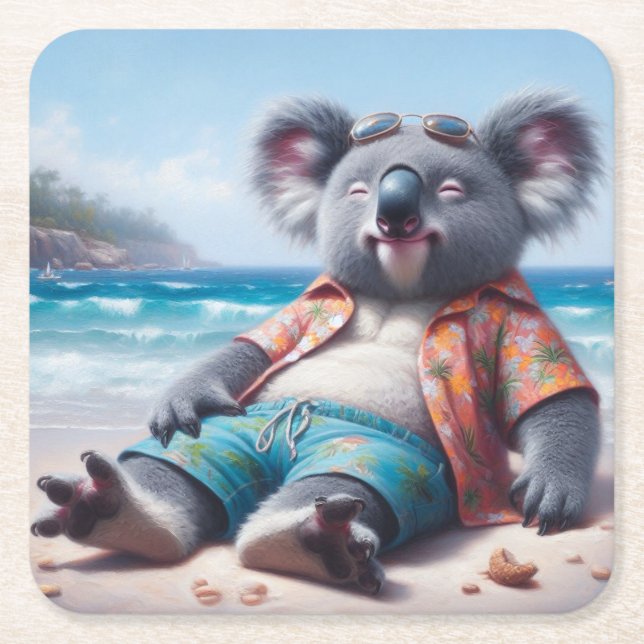 Porta-copo De Papel Quadrado Koala Beach (Frente)