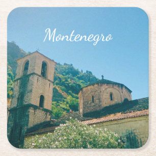 Porta-copo De Papel Quadrado Kotor, Montenegro - Lembrança de Viagem