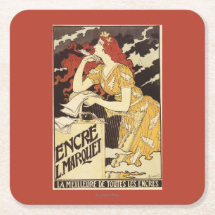 Porta-copo De Papel Quadrado L. Marquet Tinta Vermelho-Dirigiu a mulher & a