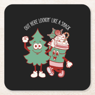 Porta-copo De Papel Quadrado Lá Fora, Parece Um Bolo De Árvore De Natal.