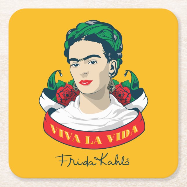Porta-copo De Papel Quadrado La Vida de Frida Kahlo | Viva (Frente)