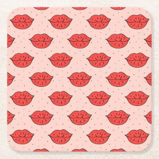 Porta-copo De Papel Quadrado Lábios de desenho: padrão de rabiscos feminista.