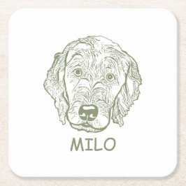Porta-copo De Papel Quadrado Labradoodle Dog Desenho Mão Personalizado
