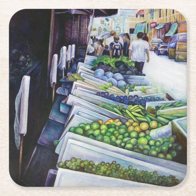 Porta-copo De Papel Quadrado Lado mais claro da rua da Lavanda, Singapura (Frente)