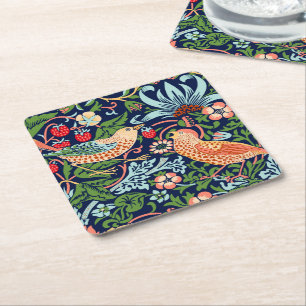 Porta-copo De Papel Quadrado Ladrão de Morango William Morris