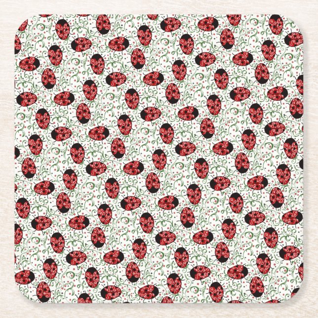 Porta-copo De Papel Quadrado Ladybug (Frente)