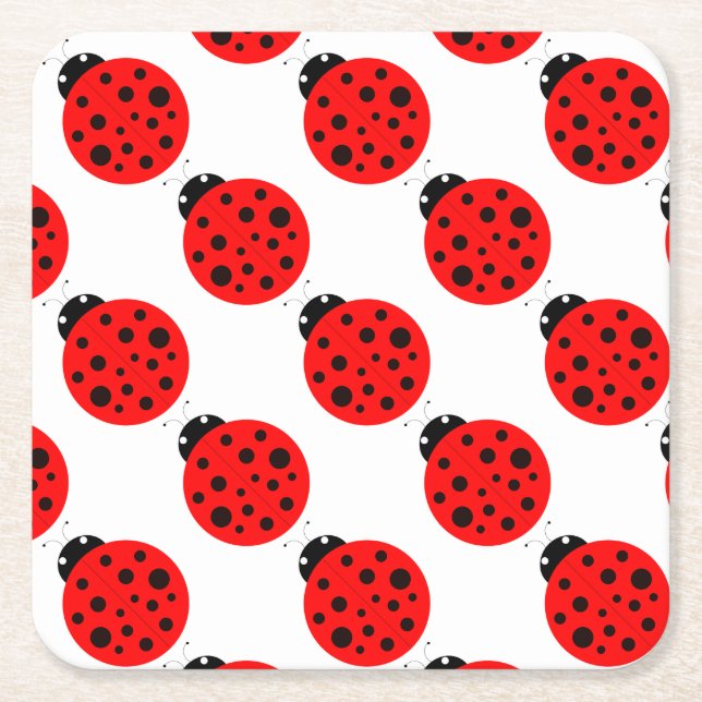 Porta-copo De Papel Quadrado Ladybug Pattern (Frente)