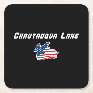 Porta-copo De Papel Quadrado Lago Chautauqua Nova York Águia Patriótica Quadrad
