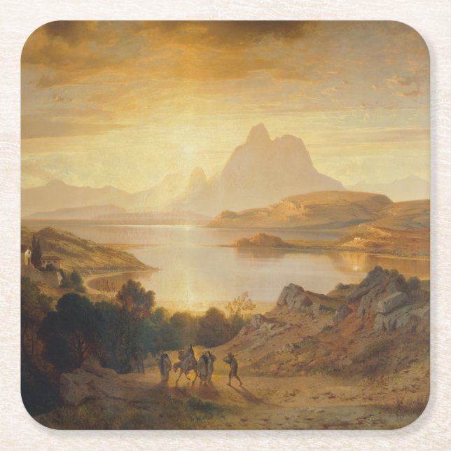 Porta-copo De Papel Quadrado Lago de Lugano - Albert Zimmermann (Frente)