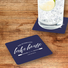 Porta-copo De Papel Quadrado Lago Familiar Oar Azul Marinho Azul Costeiro