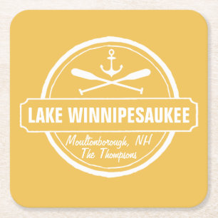 Porta-copo De Papel Quadrado Lago Winnipesaukee NH cidade personalizada, nome,
