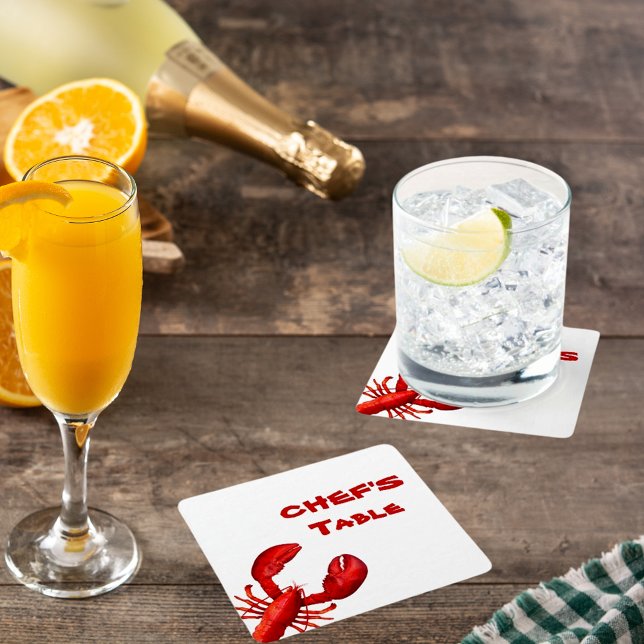 Porta-copo De Papel Quadrado Lagosta de lagosta fenda vermelha branca (Criador carregado)