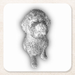 Porta-copo De Papel Quadrado Lagotto Lines – Artisan Coaster for the Curly-Coat