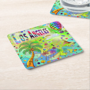 Porta-copo De Papel Quadrado Lançador de Melodia Atemporal de Los Angeles