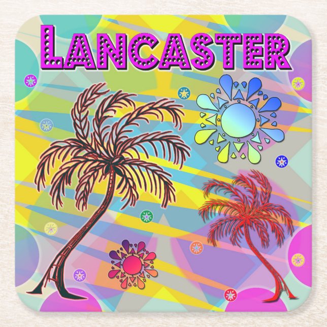 Porta-copo De Papel Quadrado Lancaster Happy e Porta copos de esperança (Frente)