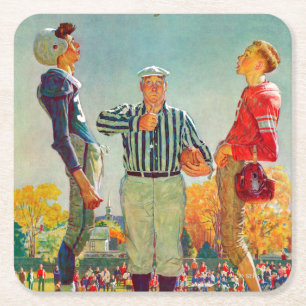 Porta-copo De Papel Quadrado Lance da moeda por Norman Rockwell