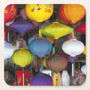 Porta-copo De Papel Quadrado Lanternas coloridas vietnamitas