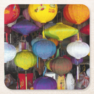 Porta-copo De Papel Quadrado Lanternas vietnamianas coloridas