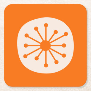 Porta-copo De Papel Quadrado Laranja-Meio século de ponto atômico de idade atôm