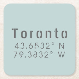 Porta-copo De Papel Quadrado Latitude Toronto e Longitude
