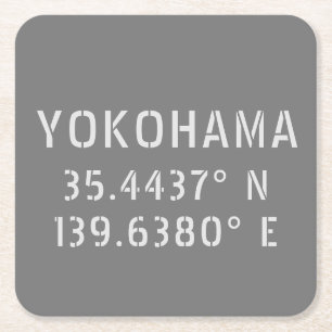 Porta-copo De Papel Quadrado Latitude Yokohama e Longitude