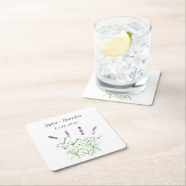 Porta-copo De Papel Quadrado Lavanda Casamento Floral Boho Puro