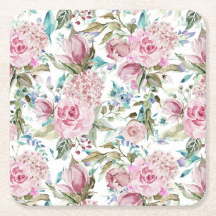 Porta-copo De Papel Quadrado Lavanda cor-de-rosa chique da cerceta do país do