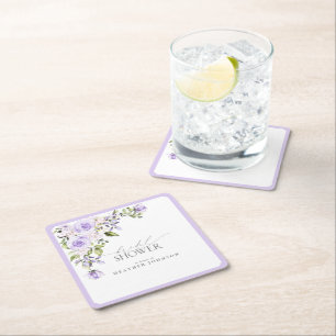 Porta-copo De Papel Quadrado Lavanda Lilac Elegante Chá de panela Floral