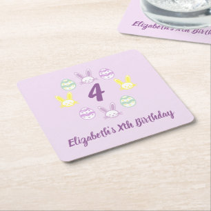 Porta-copo De Papel Quadrado Lavanda Páscoa 4º aniversário
