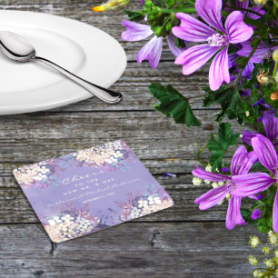 Porta-copo De Papel Quadrado Lavanda Romântica Primavera Floral Elegante