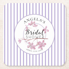 Porta-copo De Papel Quadrado Lavanda Rosa Lilás Listras Chuva de Noiva