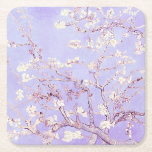 Porta-copo De Papel Quadrado Lavanda Van Gogh Almond Blossoms
