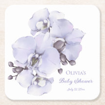 Lavender Orchid Baby Shower Coasters - Floral Bebê