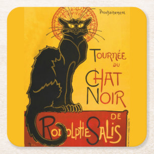Porta-copo De Papel Quadrado Le Chat Noir The Black Cat Art Nouveau Vintage