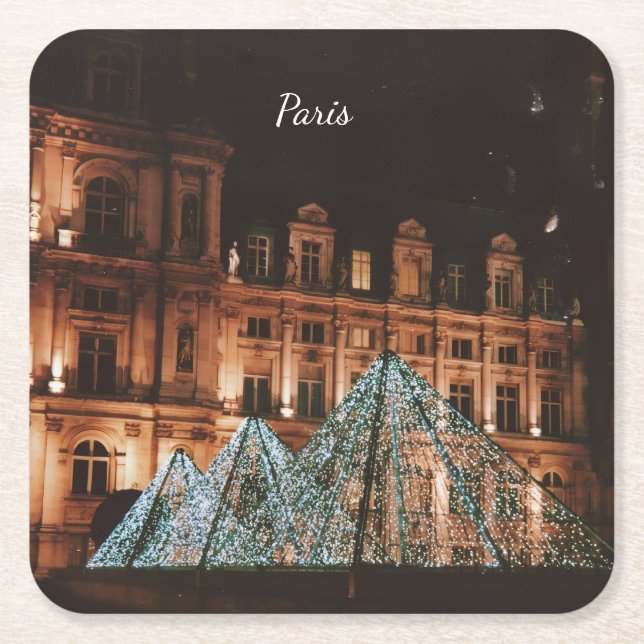 Porta-copo De Papel Quadrado Le Louvre, Paris, France (Frente)