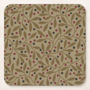 Porta-copo De Papel Quadrado Leaf Berry Classic Colorful Bonito Patterna Art