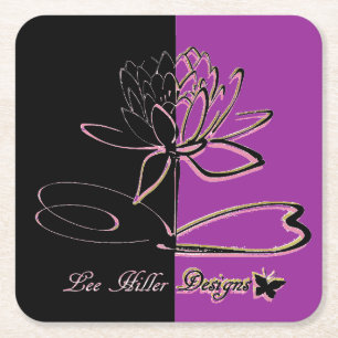 Porta-copo De Papel Quadrado Lee Hiller Designs Acordes Preto Violeta Dourado