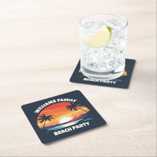 Porta-copo De Papel Quadrado Legal Costume Palm Tres Beach Party Blue