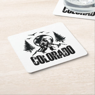 Porta-copo De Papel Quadrado Legal dia do Colorado, Bigfoot Vintage Hiking