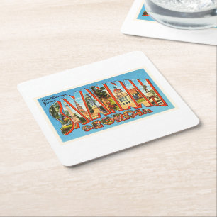 Porta-copo De Papel Quadrado Lembrança velha das viagens vintage de Geórgia GA