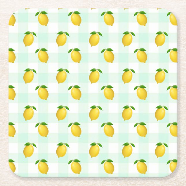 Porta-copo De Papel Quadrado Lemon Citrus Summer Birthday (Frente)