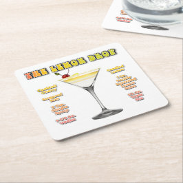 Porta-copo De Papel Quadrado LEMON DROP MARTINI Cocktail Recebe Arte