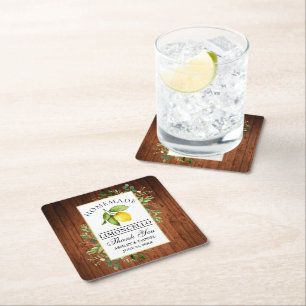 Porta-copo De Papel Quadrado Lemon Greenery Wood Limoncello