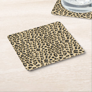 Porta-copo De Papel Quadrado Leopardo - Marrom impresso