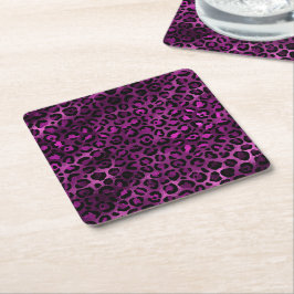Porta-copo De Papel Quadrado Leopardo roxo e Dourado Design 3