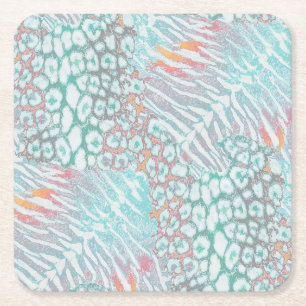 Porta-copo De Papel Quadrado Leopardo, tigre, pele, manchado, listrado, Turques